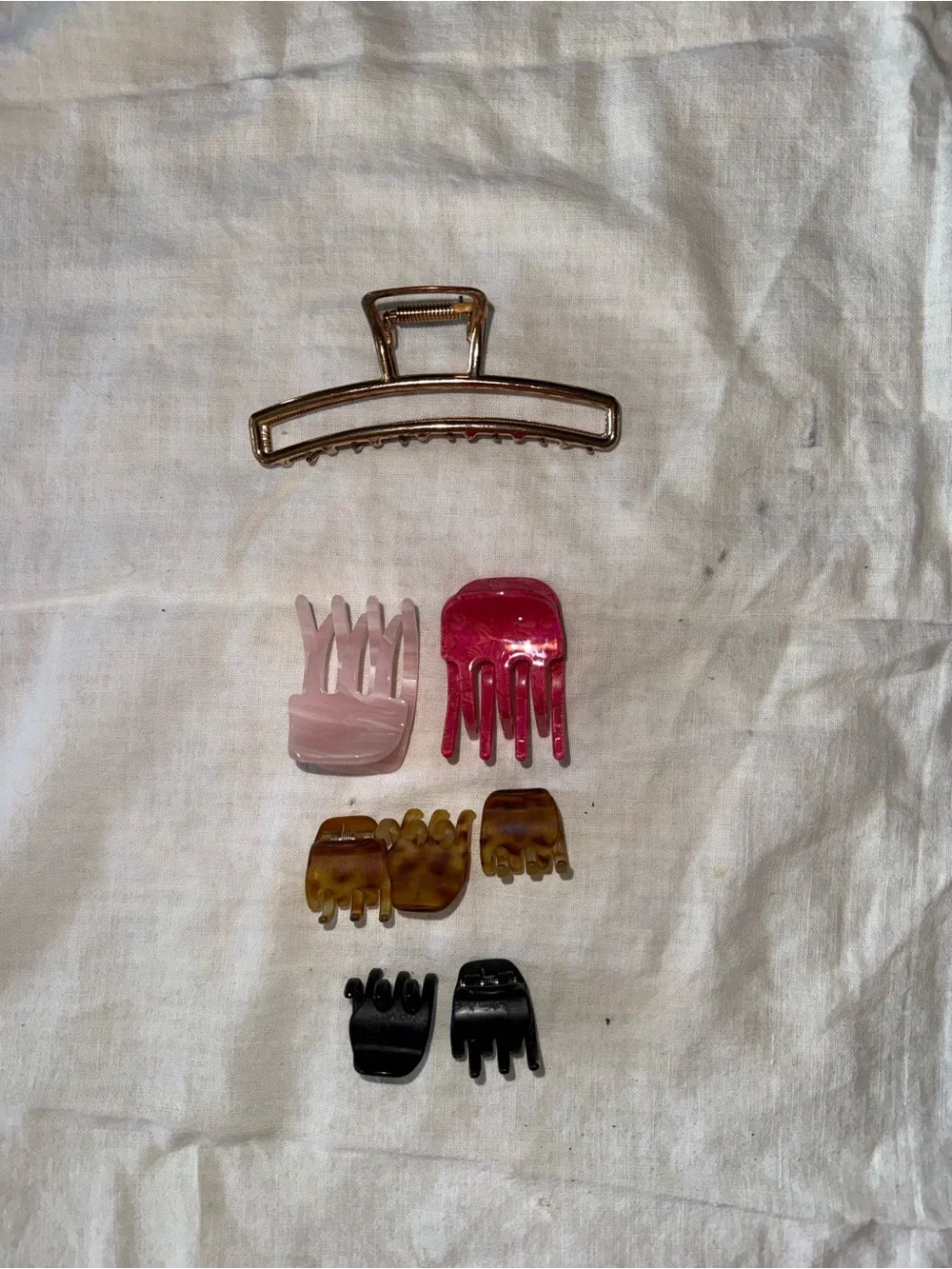 Assorted Women’s Hair Claw Clip Set - Pink, Fuchsia, Tortoise, Black, Rose Gold